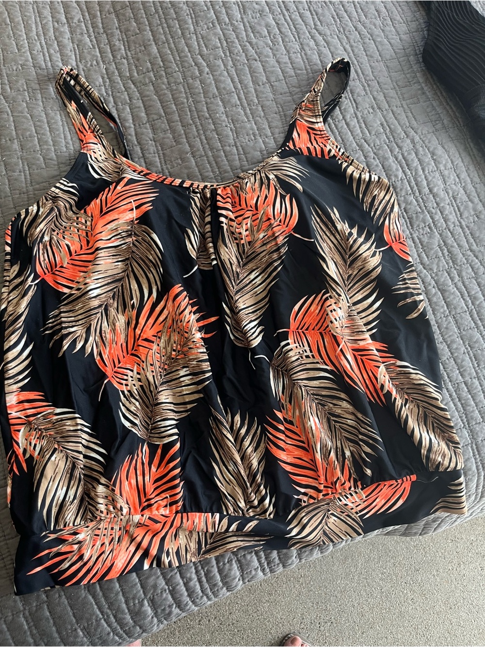 Lascana for Venus Black Tropical Leaf Print Women’s Swim Suit Tankini Top 16